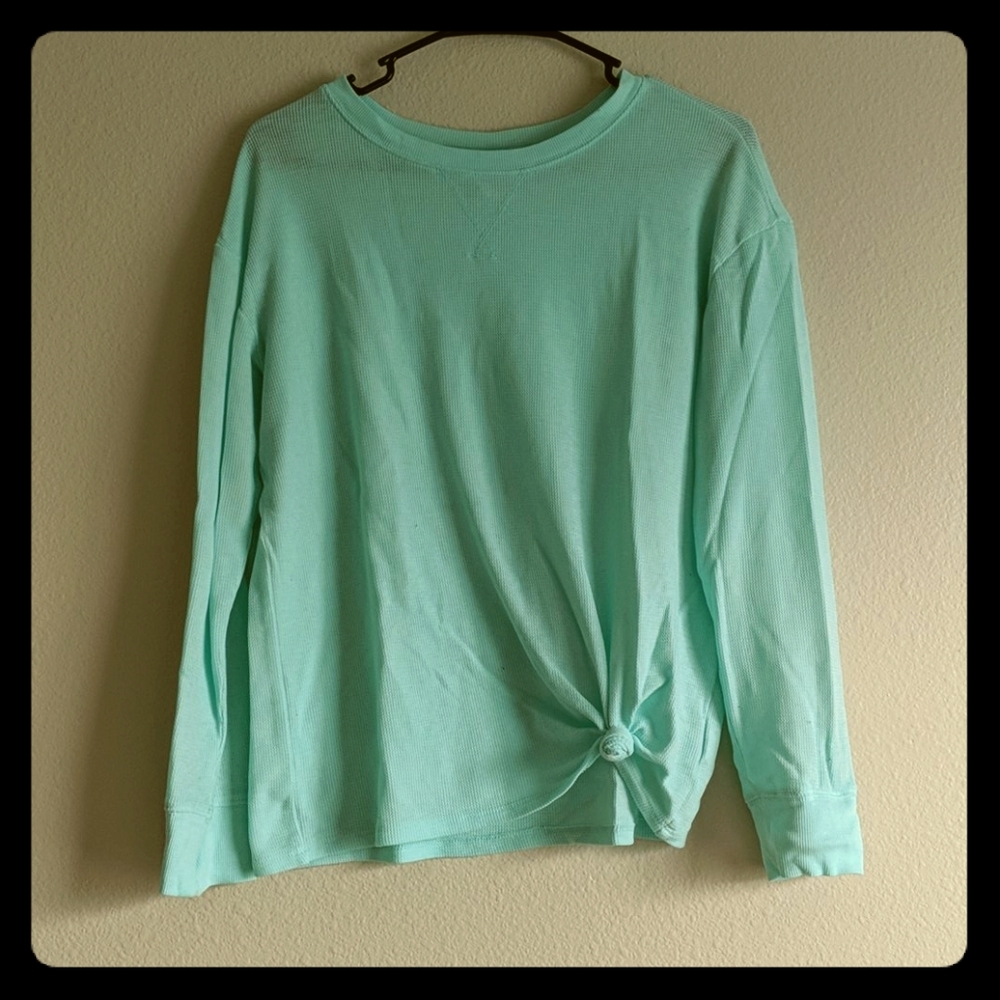 Light baby blue cotton long sleeve shirt